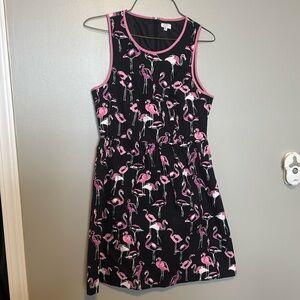 Crown & Ivy Size 6P black and pink flamingo dress